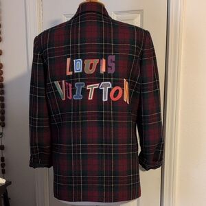 Sag Harbor Red and Green Plaid Repurposed Designer Blazer